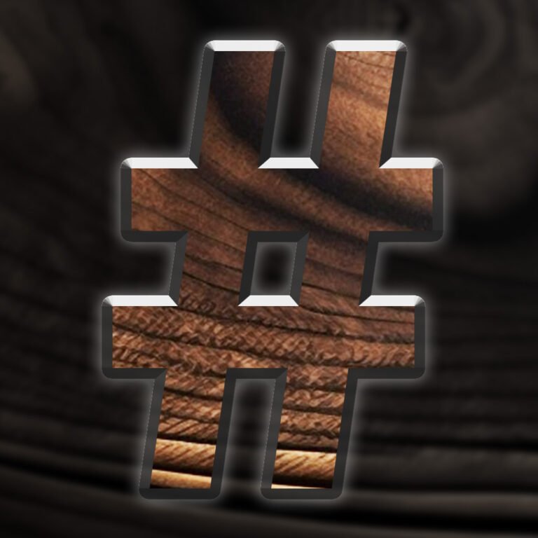 wooden hashtag symbol